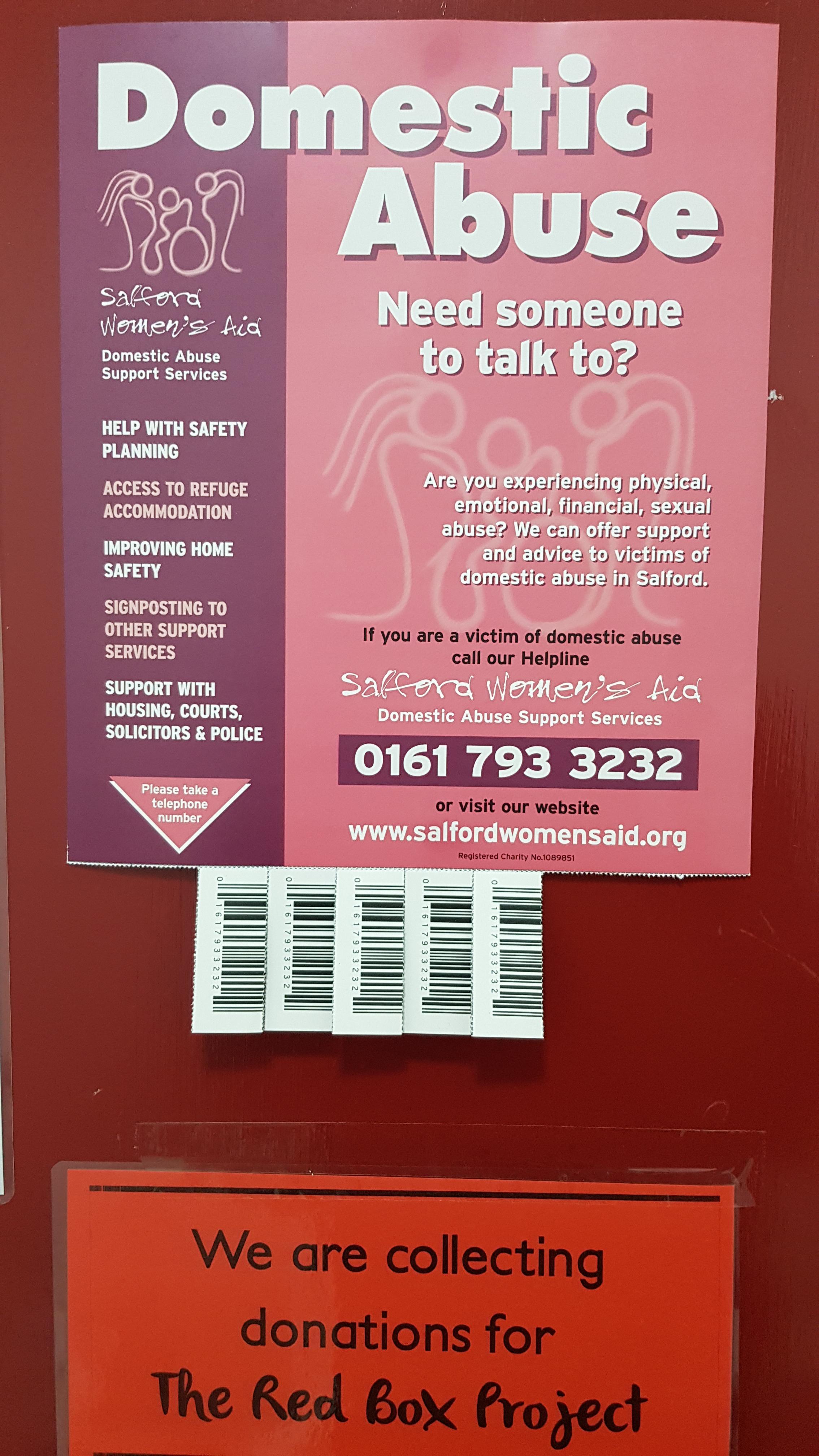 The tear offs on this poster for domestic abuse have the phone ...