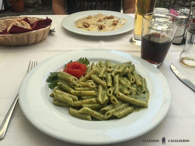 Plato de pasta en La Fontana Bellagio